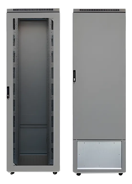 VERAK® EMC PRIMARY — Versione standard – Porta anteriore in vetro, porta posteriore ridotta e pannello connettori 10U