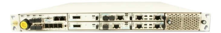 Chassis rack 1U VadaTech VT840 con moduli frontali, porte di rete e dissipatore laterale forato