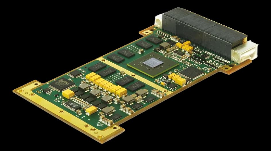 Scheda elettronica Abaco Systems GRA112 con connettore ad alta densità e componenti SMD saldati
