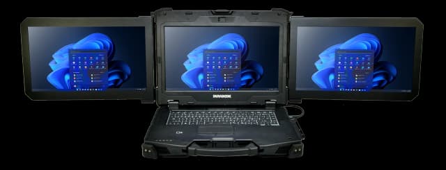 Workstation rugged triplo schermo da 14" con Intel Core Ultra, MIL-STD-810H