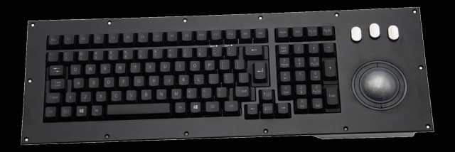 Rugged keyboard with X50 trackball, designed for MIL-STD-810 and MIL-STD-461