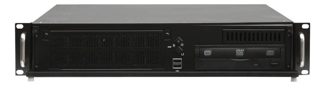 Chassis rack 2U nero GO-210ATX-WS con lettore DVD, porte USB e pulsanti frontali