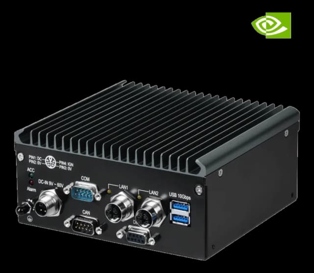 Computer edge AI fanless per veicoli con EN 50155 e E-Mark