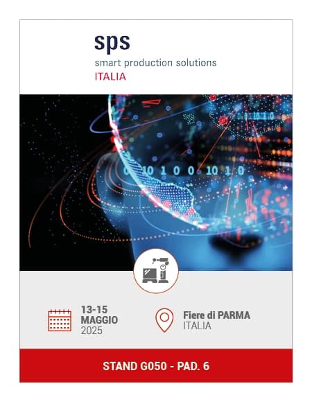 Locandina GOMA di SPS Italia 2025: 13-15 maggio, Fiere di Parma, stand G050 padiglione 6